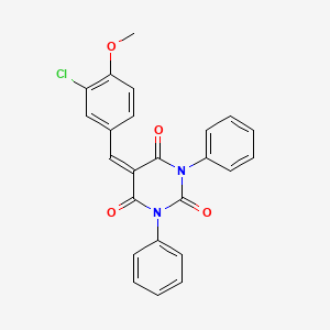 molecular formula C24H17ClN2O4 B2972319 5-[(3-Chloro-4-methoxyphenyl)methylidene]-1,3-diphenyl-1,3-diazinane-2,4,6-trione CAS No. 1023473-13-3