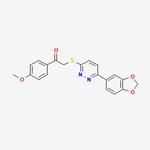 molecular formula C20H16N2O4S B2972323 2-[6-(1,3-Benzodioxol-5-yl)pyridazin-3-yl]sulfanyl-1-(4-methoxyphenyl)ethanone CAS No. 872695-67-5