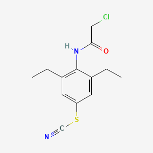 molecular formula C13H15ClN2OS B2972324 2-chloro-N-[4-(cyanosulfanyl)-2,6-diethylphenyl]acetamide CAS No. 731001-93-7