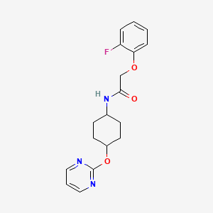 molecular formula C18H20FN3O3 B2972326 2-(2-fluorophenoxy)-N-((1r,4r)-4-(pyrimidin-2-yloxy)cyclohexyl)acetamide CAS No. 2034581-14-9