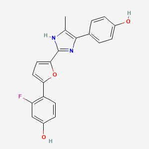 molecular formula C20H15FN2O3 B2972329 3-Fluoro-4-[5-[4-(4-hydroxyphenyl)-5-methyl-1H-imidazol-2-yl]furan-2-yl]phenol CAS No. 1935723-99-1
