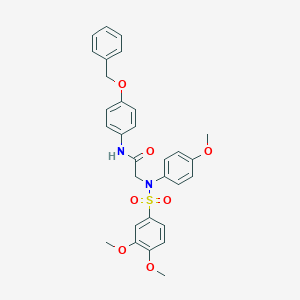 molecular formula C30H30N2O7S B297233 N-[4-(benzyloxy)phenyl]-2-{[(3,4-dimethoxyphenyl)sulfonyl]-4-methoxyanilino}acetamide 