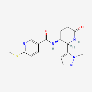 molecular formula C16H19N5O2S B2972333 N-[(2R,3R)-2-(1-methyl-1H-pyrazol-5-yl)-6-oxopiperidin-3-yl]-6-(methylsulfanyl)pyridine-3-carboxamide CAS No. 2093961-32-9