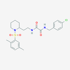 molecular formula C24H30ClN3O4S B2972353 N1-(4-chlorobenzyl)-N2-(2-(1-((2,5-dimethylphenyl)sulfonyl)piperidin-2-yl)ethyl)oxalamide CAS No. 898406-99-0