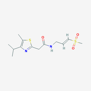 molecular formula C13H20N2O3S2 B2972357 2-(5-Methyl-4-propan-2-yl-1,3-thiazol-2-yl)-N-[(E)-3-methylsulfonylprop-2-enyl]acetamide CAS No. 2305573-64-0
