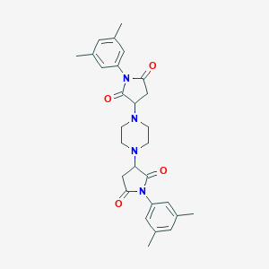 molecular formula C28H32N4O4 B297236 1-(3,5-Dimethylphenyl)-3-{4-[1-(3,5-dimethylphenyl)-2,5-dioxo-3-pyrrolidinyl]-1-piperazinyl}-2,5-pyrrolidinedione 