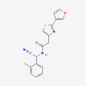 molecular formula C18H15N3O2S B2972362 N-[Cyano-(2-methylphenyl)methyl]-2-[2-(furan-3-yl)-1,3-thiazol-4-yl]acetamide CAS No. 1385392-34-6