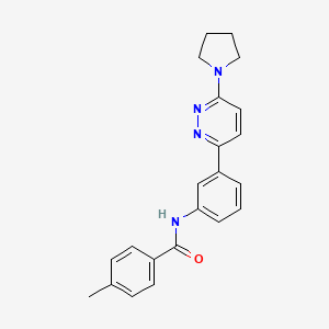molecular formula C22H22N4O B2972385 4-methyl-N-(3-(6-(pyrrolidin-1-yl)pyridazin-3-yl)phenyl)benzamide CAS No. 922688-15-1