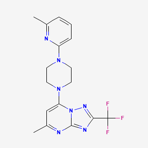 molecular formula C17H18F3N7 B2972392 5-Methyl-7-(4-(6-methylpyridin-2-yl)piperazin-1-yl)-2-(trifluoromethyl)-[1,2,4]triazolo[1,5-a]pyrimidine CAS No. 900881-79-0
