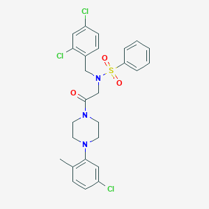 molecular formula C26H26Cl3N3O3S B297240 N-{2-[4-(5-chloro-2-methylphenyl)-1-piperazinyl]-2-oxoethyl}-N-(2,4-dichlorobenzyl)benzenesulfonamide 