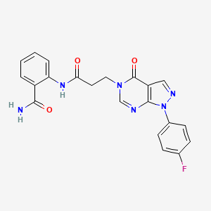 molecular formula C21H17FN6O3 B2972408 2-(3-(1-(4-fluorophenyl)-4-oxo-1H-pyrazolo[3,4-d]pyrimidin-5(4H)-yl)propanamido)benzamide CAS No. 946235-18-3