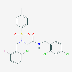 molecular formula C23H20Cl3FN2O3S B297241 2-{(2-chloro-6-fluorobenzyl)[(4-methylphenyl)sulfonyl]amino}-N-(2,4-dichlorobenzyl)acetamide 