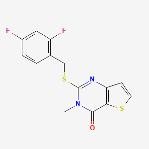 molecular formula C14H10F2N2OS2 B2972435 2-[(2,4-difluorobenzyl)sulfanyl]-3-methylthieno[3,2-d]pyrimidin-4(3H)-one CAS No. 1326832-24-9