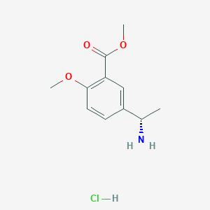molecular formula C11H16ClNO3 B2972439 methyl 5-[(1S)-1-aminoethyl]-2-methoxybenzoate hydrochloride CAS No. 2225126-74-7