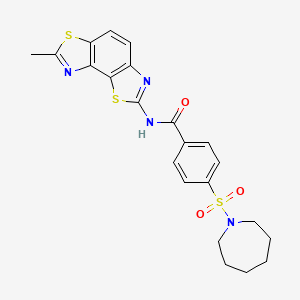 molecular formula C22H22N4O3S3 B2972445 4-(azepan-1-ylsulfonyl)-N-(7-methyl-[1,3]thiazolo[5,4-e][1,3]benzothiazol-2-yl)benzamide CAS No. 361482-12-4