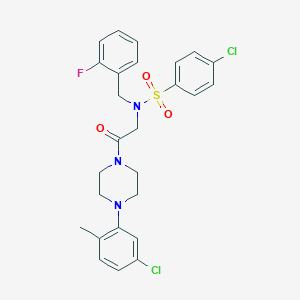 molecular formula C26H26Cl2FN3O3S B297245 4-chloro-N-{2-[4-(5-chloro-2-methylphenyl)piperazin-1-yl]-2-oxoethyl}-N-(2-fluorobenzyl)benzenesulfonamide 