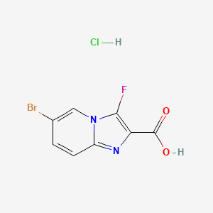 molecular formula C8H5BrClFN2O2 B2972450 6-溴-3-氟咪唑并[1,2-a]吡啶-2-羧酸盐酸盐 CAS No. 1322749-73-4