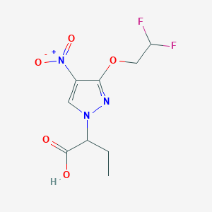 molecular formula C9H11F2N3O5 B2972453 2-[3-(2,2-difluoroethoxy)-4-nitro-1H-pyrazol-1-yl]butanoic acid CAS No. 1856042-57-3
