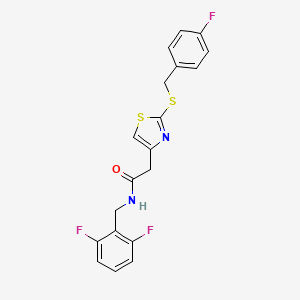 molecular formula C19H15F3N2OS2 B2972468 N-(2,6-difluorobenzyl)-2-(2-((4-fluorobenzyl)thio)thiazol-4-yl)acetamide CAS No. 941922-87-8