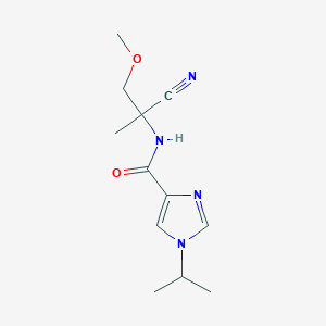 molecular formula C12H18N4O2 B2972470 N-(2-Cyano-1-methoxypropan-2-yl)-1-propan-2-ylimidazole-4-carboxamide CAS No. 2195229-10-6