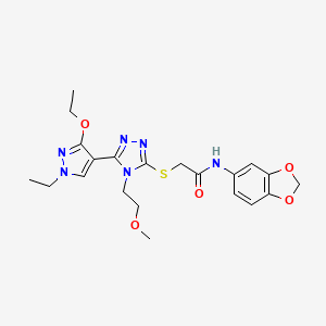 N-(benzo[d][1,3]dioxol-5-yl)-2-((5-(3-ethoxy-1-ethyl-1H-pyrazol-4-yl)-4-(2-methoxyethyl)-4H-1,2,4-triazol-3-yl)thio)acetamide