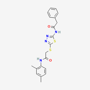 molecular formula C20H20N4O2S2 B2972473 N-(2,4-dimethylphenyl)-2-((5-(2-phenylacetamido)-1,3,4-thiadiazol-2-yl)thio)acetamide CAS No. 392295-54-4