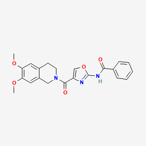 molecular formula C22H21N3O5 B2972477 N-(4-(6,7-dimethoxy-1,2,3,4-tetrahydroisoquinoline-2-carbonyl)oxazol-2-yl)benzamide CAS No. 1286707-24-1