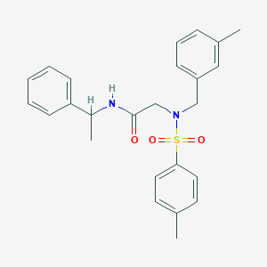 molecular formula C25H28N2O3S B297248 2-{(3-methylbenzyl)[(4-methylphenyl)sulfonyl]amino}-N-(1-phenylethyl)acetamide 