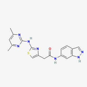 molecular formula C18H17N7OS B2972481 2-(2-((4,6-dimethylpyrimidin-2-yl)amino)thiazol-4-yl)-N-(1H-indazol-6-yl)acetamide CAS No. 1251565-73-7