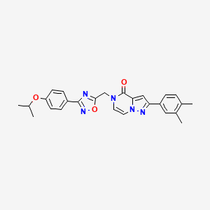 molecular formula C26H25N5O3 B2972488 2-(3,4-dimethylphenyl)-5-((3-(4-isopropoxyphenyl)-1,2,4-oxadiazol-5-yl)methyl)pyrazolo[1,5-a]pyrazin-4(5H)-one CAS No. 1207041-50-6