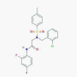 molecular formula C22H19ClF2N2O3S B297249 2-{(2-chlorobenzyl)[(4-methylphenyl)sulfonyl]amino}-N-(2,4-difluorophenyl)acetamide 