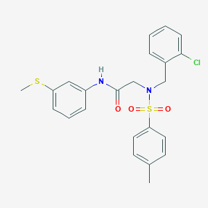 molecular formula C23H23ClN2O3S2 B297250 2-{(2-chlorobenzyl)[(4-methylphenyl)sulfonyl]amino}-N-[3-(methylsulfanyl)phenyl]acetamide 
