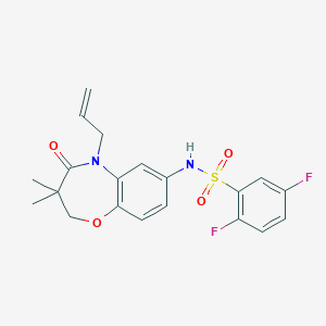molecular formula C20H20F2N2O4S B2972503 N-(5-allyl-3,3-dimethyl-4-oxo-2,3,4,5-tetrahydrobenzo[b][1,4]oxazepin-7-yl)-2,5-difluorobenzenesulfonamide CAS No. 922104-11-8