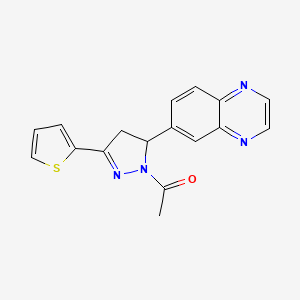 molecular formula C17H14N4OS B2972512 1-(5-(quinoxalin-6-yl)-3-(thiophen-2-yl)-4,5-dihydro-1H-pyrazol-1-yl)ethanone CAS No. 875859-11-3
