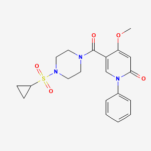 molecular formula C20H23N3O5S B2972531 5-(4-(cyclopropylsulfonyl)piperazine-1-carbonyl)-4-methoxy-1-phenylpyridin-2(1H)-one CAS No. 2034528-36-2