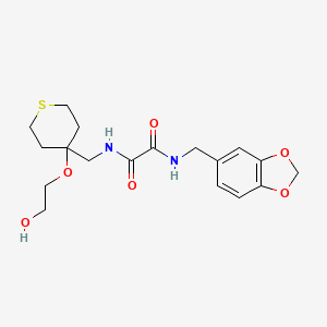 molecular formula C18H24N2O6S B2972534 N1-(benzo[d][1,3]dioxol-5-ylmethyl)-N2-((4-(2-hydroxyethoxy)tetrahydro-2H-thiopyran-4-yl)methyl)oxalamide CAS No. 2319836-22-9