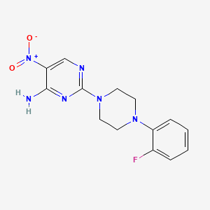molecular formula C14H15FN6O2 B2972538 2-(4-(2-Fluorophenyl)piperazin-1-yl)-5-nitropyrimidin-4-amine CAS No. 1252128-82-7