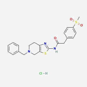 molecular formula C22H24ClN3O3S2 B2972555 盐酸 N-(5-苄基-4,5,6,7-四氢噻唑并[5,4-c]吡啶-2-基)-2-(4-(甲磺酰基)苯基)乙酰胺 CAS No. 1189731-92-7