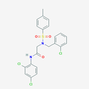 molecular formula C22H19Cl3N2O3S B297256 2-{(2-chlorobenzyl)[(4-methylphenyl)sulfonyl]amino}-N-(2,4-dichlorophenyl)acetamide 