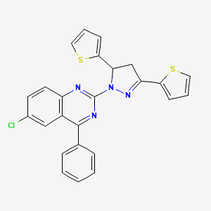 6-chloro-2-(3,5-di(thiophen-2-yl)-4,5-dihydro-1H-pyrazol-1-yl)-4-phenylquinazoline