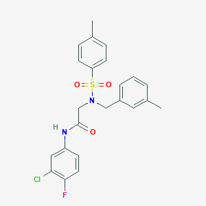 molecular formula C23H22ClFN2O3S B297258 N-(3-chloro-4-fluorophenyl)-2-{(3-methylbenzyl)[(4-methylphenyl)sulfonyl]amino}acetamide 