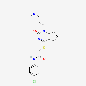 N-(4-chlorophenyl)-2-[[1-[3-(dimethylamino)propyl]-2-oxo-6,7-dihydro-5H-cyclopenta[d]pyrimidin-4-yl]sulfanyl]acetamide
