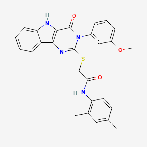 molecular formula C27H24N4O3S B2972588 N-(2,4-dimethylphenyl)-2-((3-(3-methoxyphenyl)-4-oxo-4,5-dihydro-3H-pyrimido[5,4-b]indol-2-yl)thio)acetamide CAS No. 536706-49-7