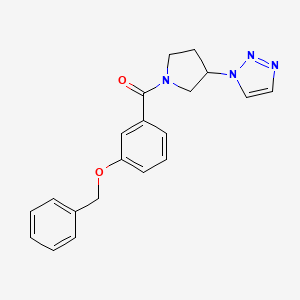 molecular formula C20H20N4O2 B2972593 (3-(1H-1,2,3-triazol-1-yl)pyrrolidin-1-yl)(3-(benzyloxy)phenyl)methanone CAS No. 1798661-70-7
