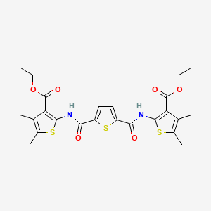 molecular formula C24H26N2O6S3 B2972594 Diethyl 2,2'-((thiophene-2,5-dicarbonyl)bis(azanediyl))bis(4,5-dimethylthiophene-3-carboxylate) CAS No. 452366-14-2