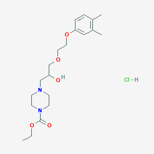 molecular formula C20H33ClN2O5 B2972596 Ethyl 4-(3-(2-(3,4-dimethylphenoxy)ethoxy)-2-hydroxypropyl)piperazine-1-carboxylate hydrochloride CAS No. 1216434-45-5