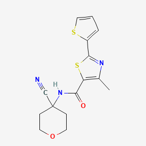 molecular formula C15H15N3O2S2 B2972597 N-(4-Cyanooxan-4-yl)-4-methyl-2-thiophen-2-yl-1,3-thiazole-5-carboxamide CAS No. 2188646-81-1