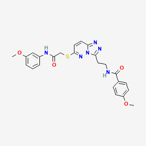 molecular formula C24H24N6O4S B2972599 4-methoxy-N-(2-(6-((2-((3-methoxyphenyl)amino)-2-oxoethyl)thio)-[1,2,4]triazolo[4,3-b]pyridazin-3-yl)ethyl)benzamide CAS No. 872995-69-2