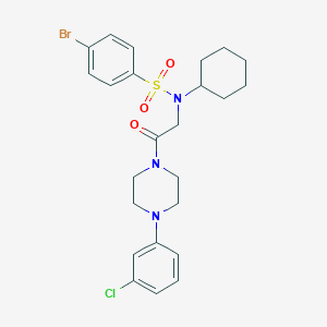 molecular formula C24H29BrClN3O3S B297260 4-bromo-N-[2-[4-(3-chlorophenyl)piperazin-1-yl]-2-oxoethyl]-N-cyclohexylbenzenesulfonamide 