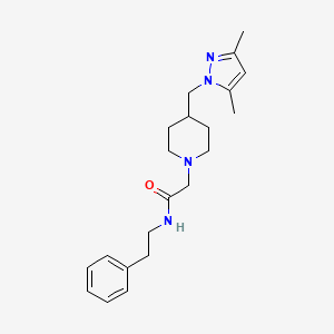 2-(4-((3,5-dimethyl-1H-pyrazol-1-yl)methyl)piperidin-1-yl)-N-phenethylacetamide